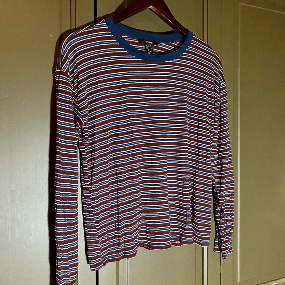 Striped FOREVER 21 Long Sleeve Retro Shirt